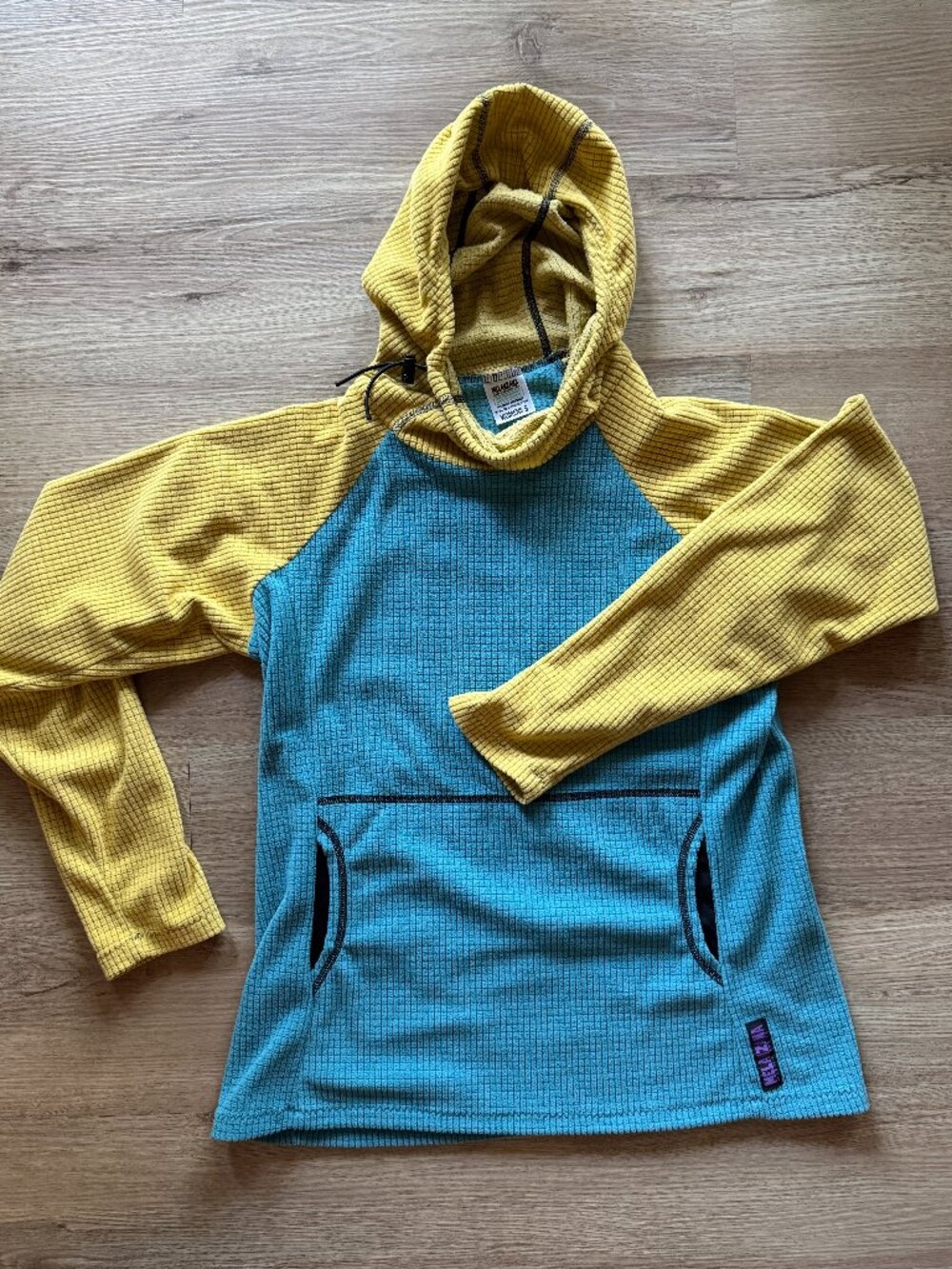 Melanzana Micro Grid Hoodie Blue & Yellow Women’s Size S